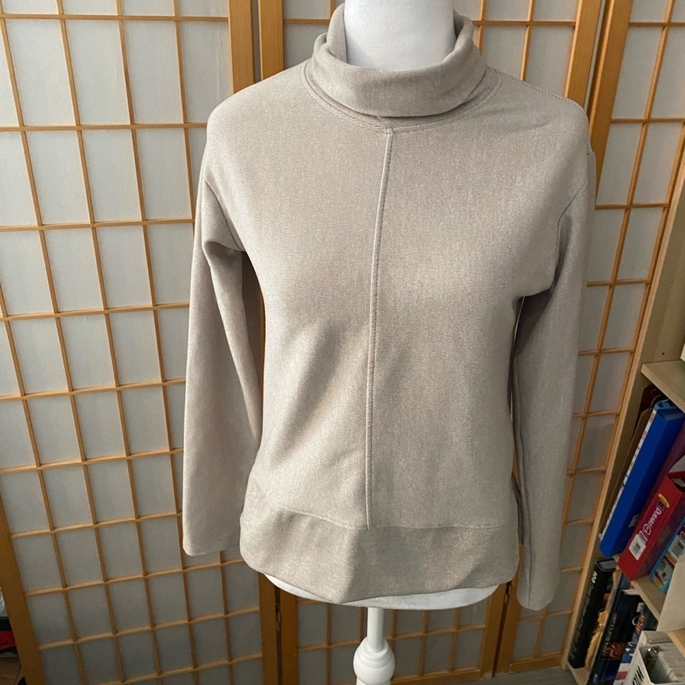 RBX Active Women's Quilted Oatmeal Beige Cowl Neck Large Pullover Tunic Small ?
